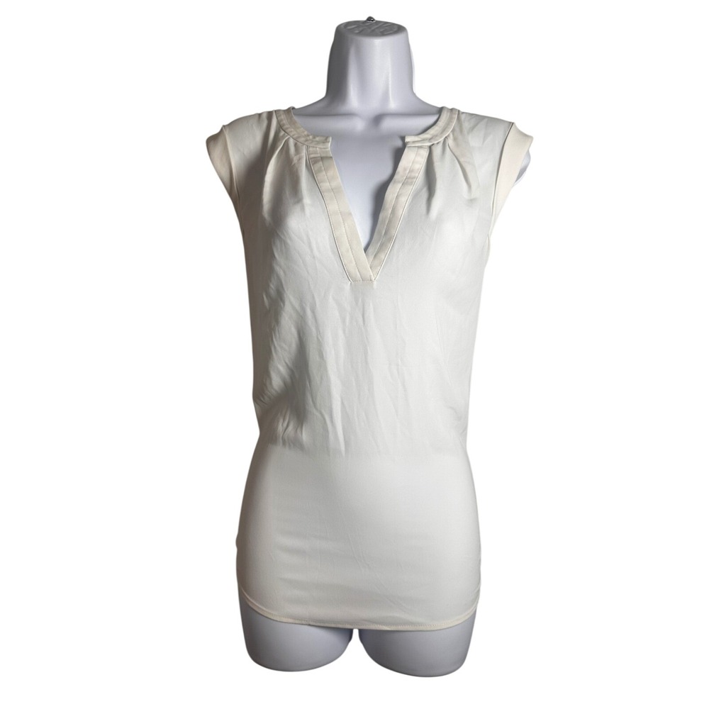 J.Crew Womens Ivory Sleeveless Popover Blouse V-Neck Pleated Top Size 8